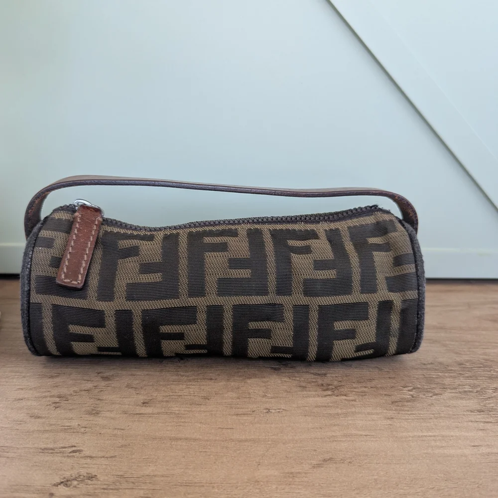 Fendi Zucca Canvas Mini Baguette Wristlet - Brown/Black - Picture 9 of 16